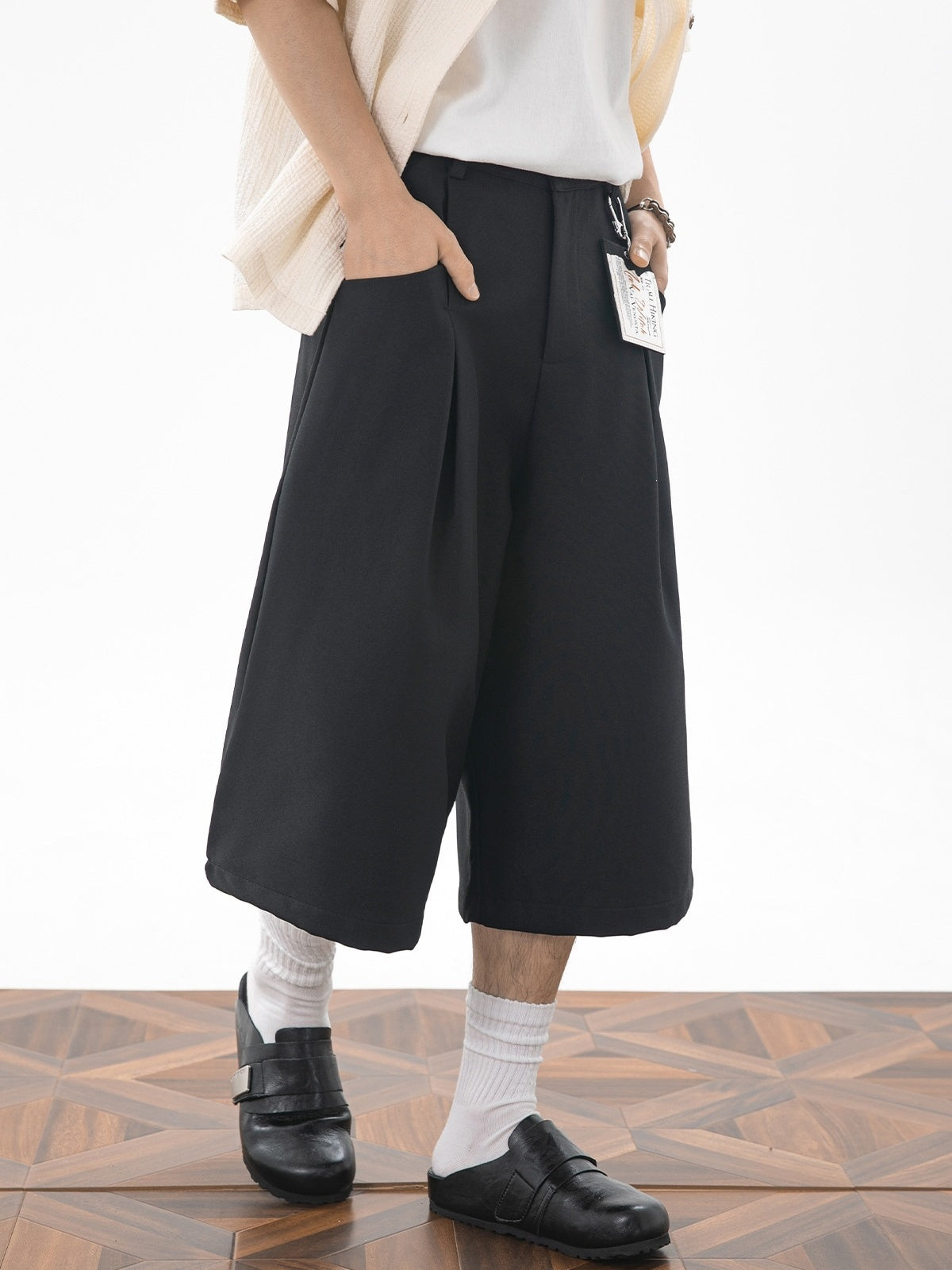 Imitation Linen Loose-fit 7 Points Dress Pants Shorts