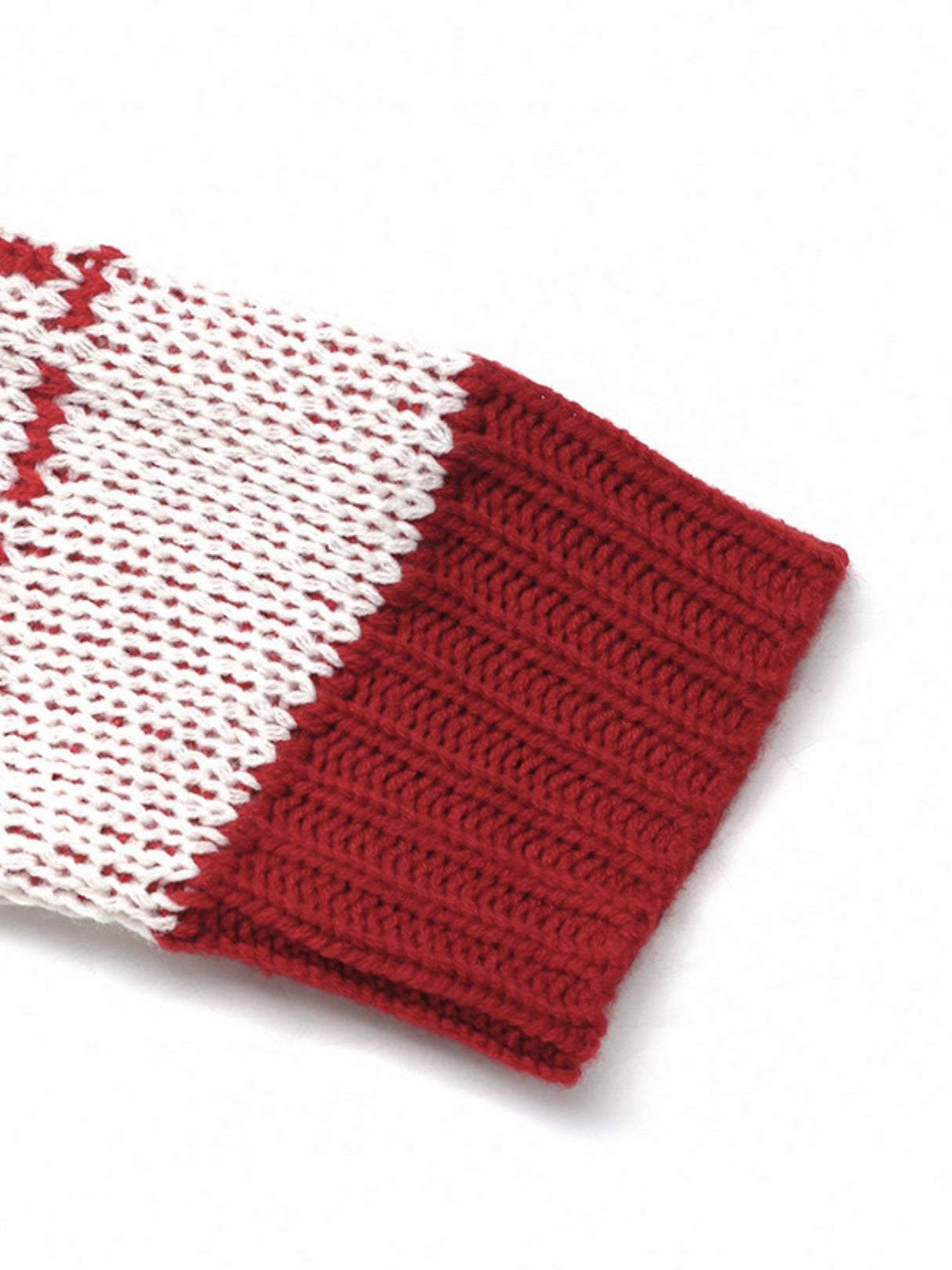 Christmas Red And White Knitted Long-sleeved Round Neck Bottoming Shirt Top Sweater