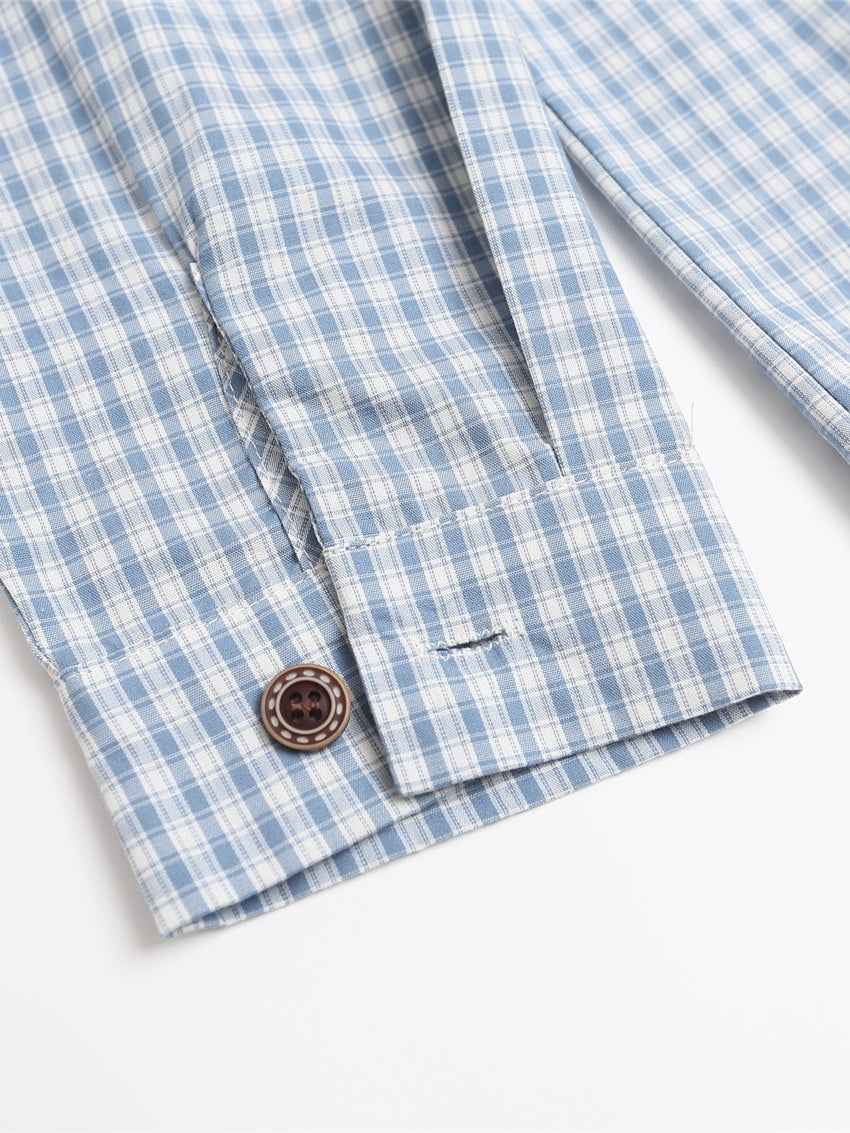 Liber Autumn Neutral wear Tie Plaid Shirts