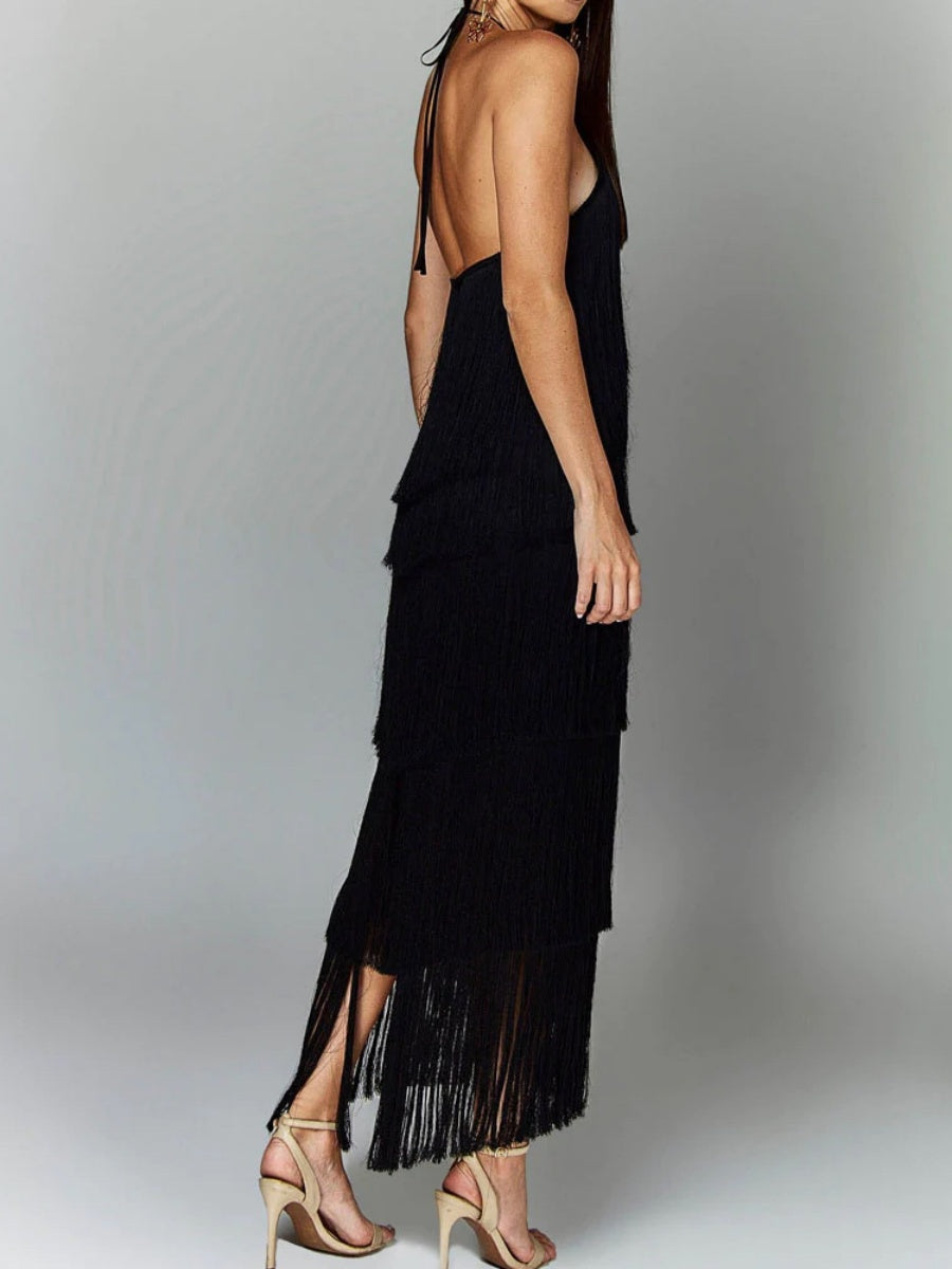 Tassel Backless Maxi Dresses