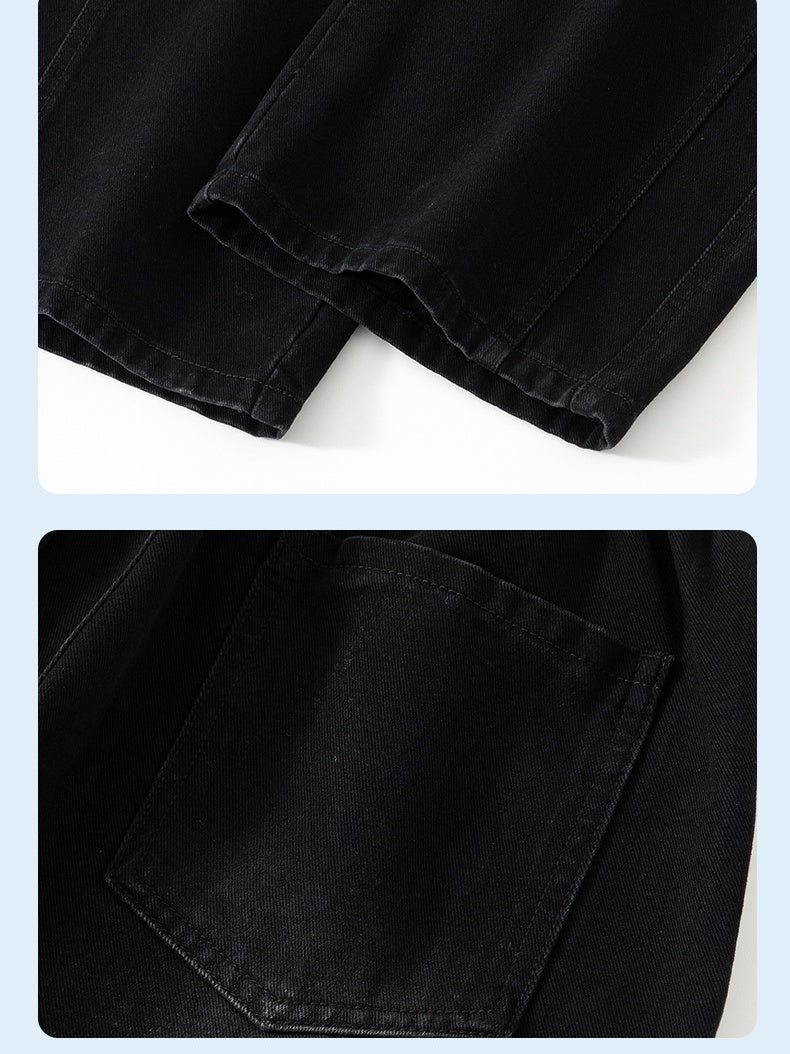 Lateral Bone Splicing All-match Loose Straight Leisure Jeans