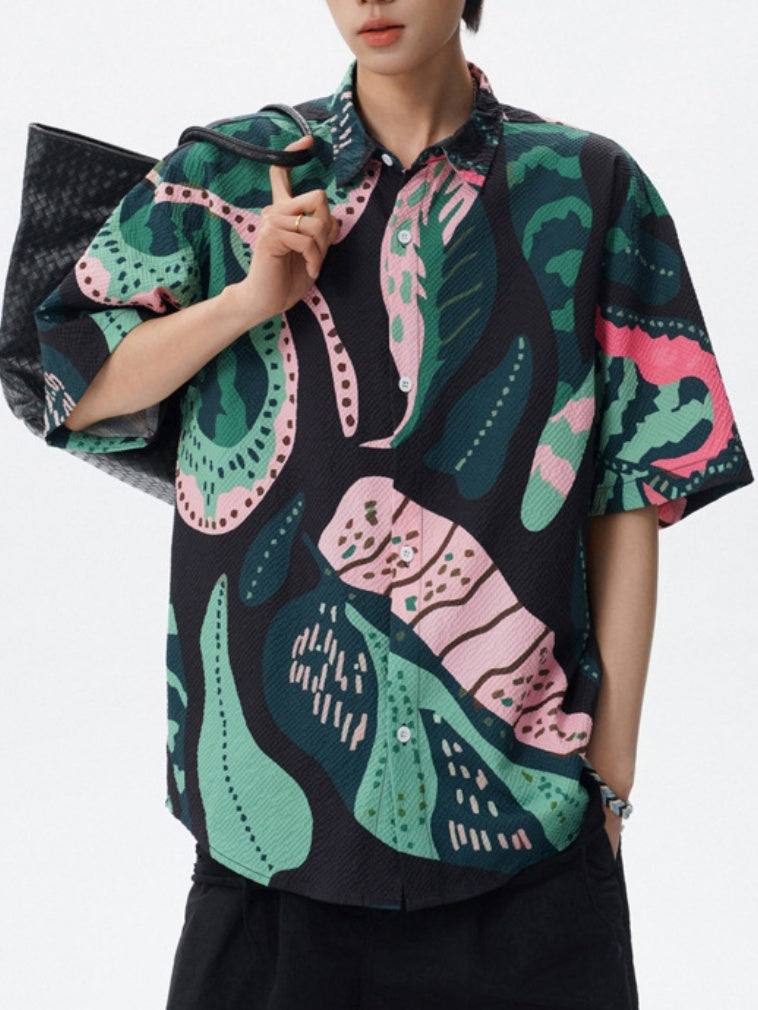 Printed Leisure Loose-fit Beach Shirts