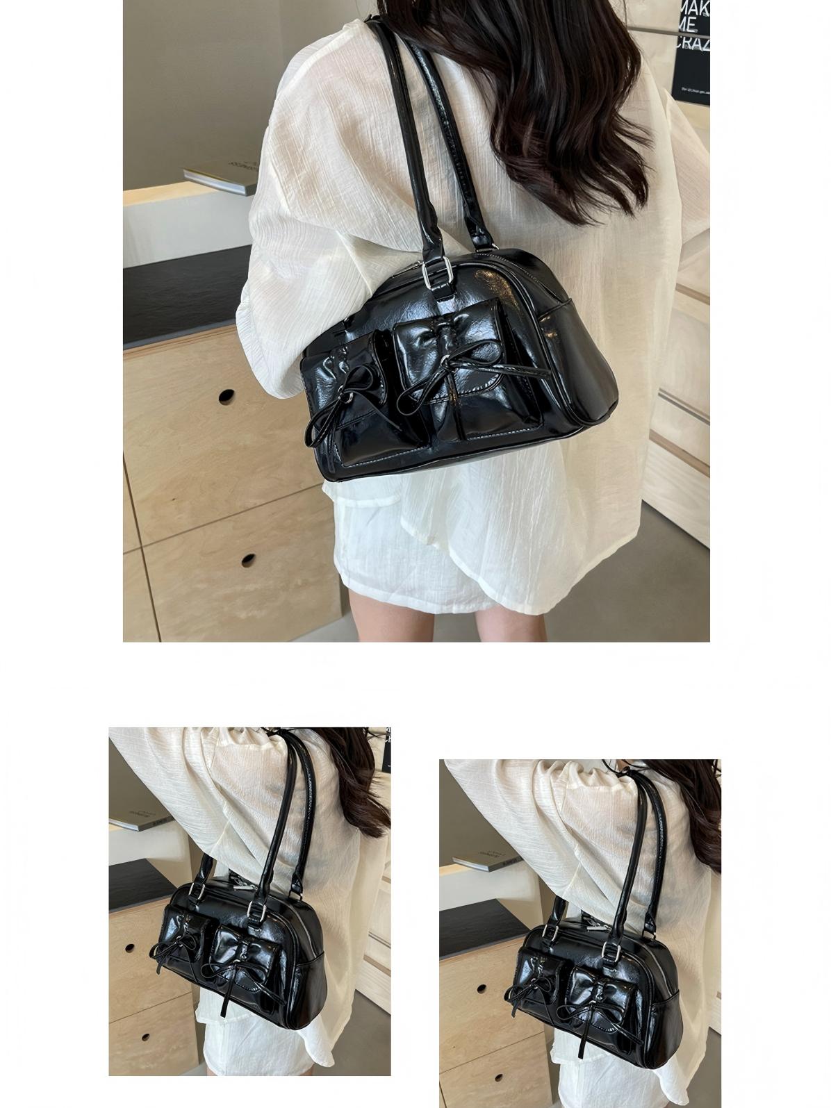 Bow-knot Horizontal Square Zipper Handbag