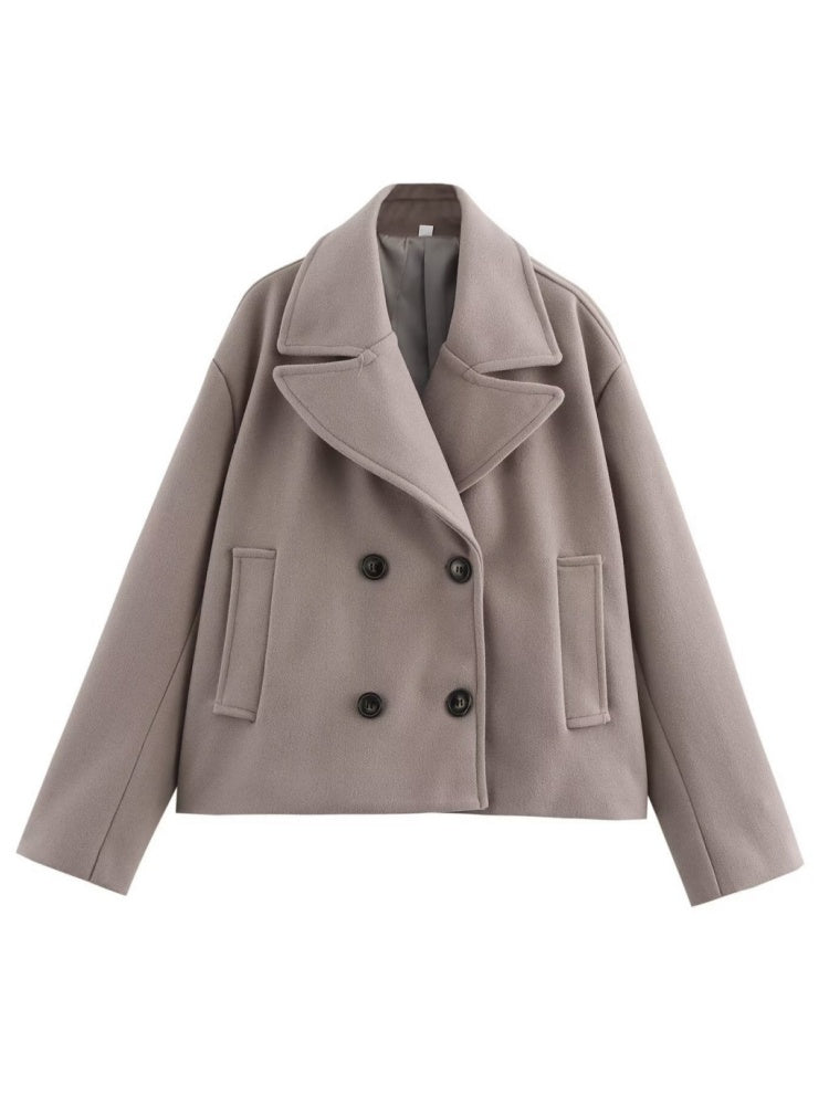 Soft Cropped Blazer With Double-breasted Lapels