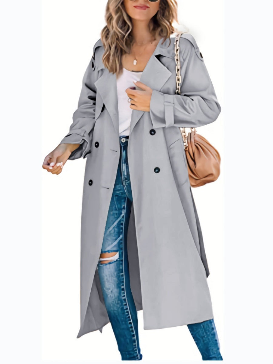 Liber Winter Women's Epaulettes Buttons Trench Coats