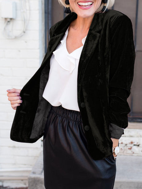 Velvet Pocket Slim-fit Long Sleeves Blazers