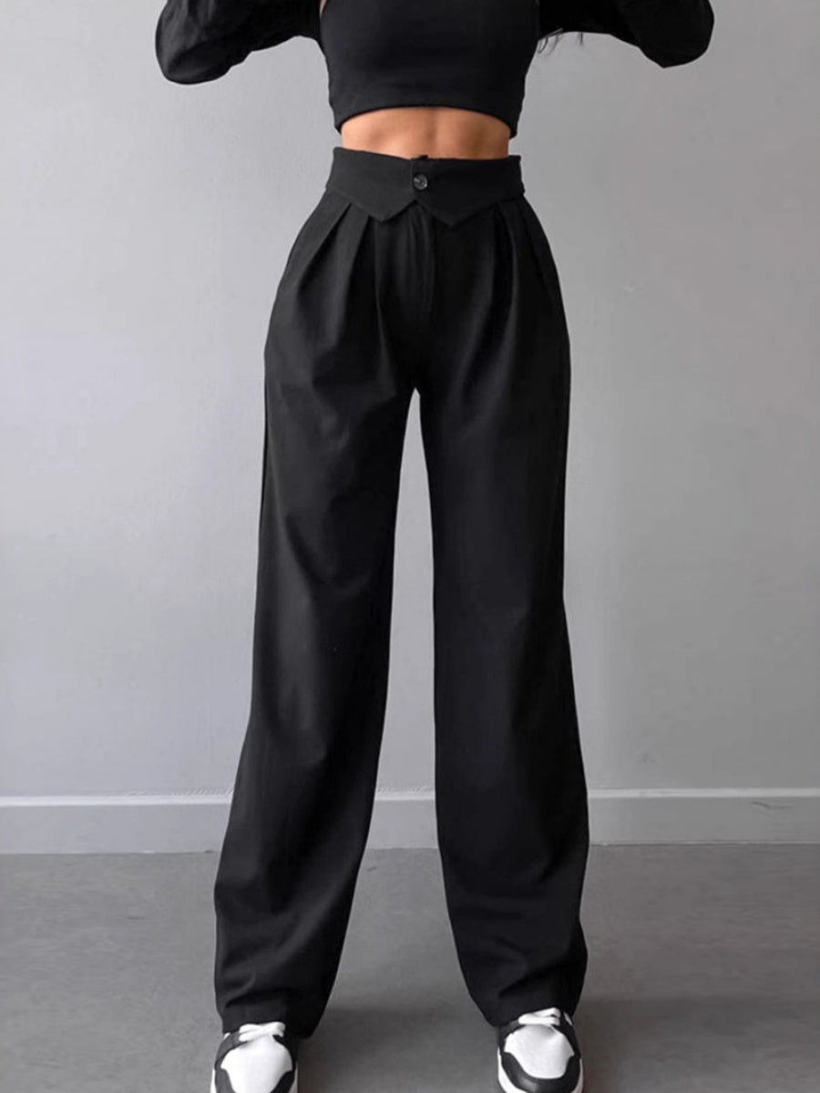 Straight-leg button-down trousers