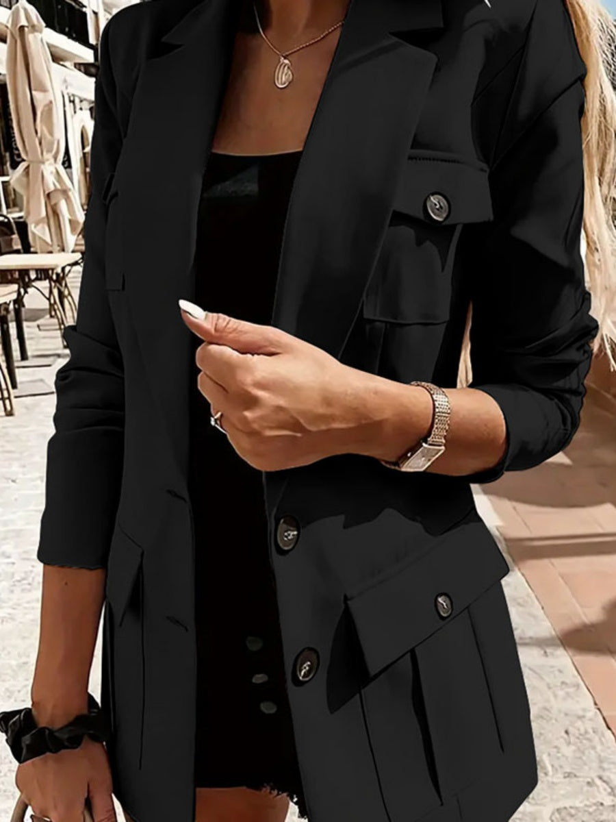 Loose-fitting Suit Solid Color Mid-length Coat