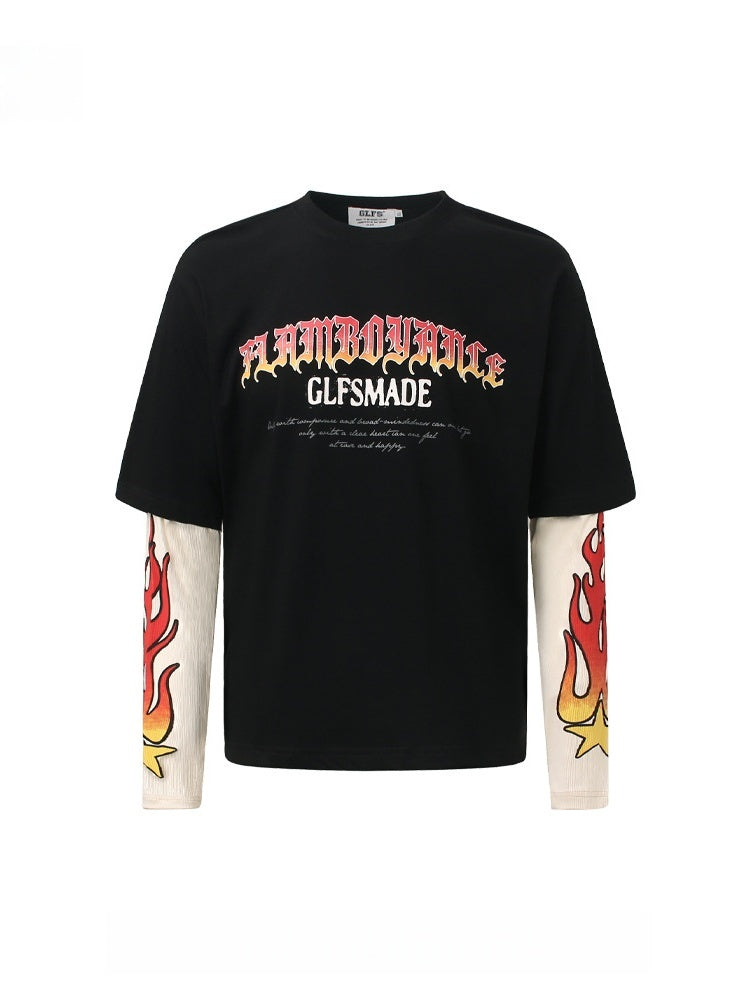 Liber Autumn Neutral wear Color matching Printed T-shirts