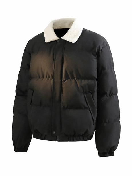 Comfortable And Casual Faux Lambswool Lapel Cotton Coat