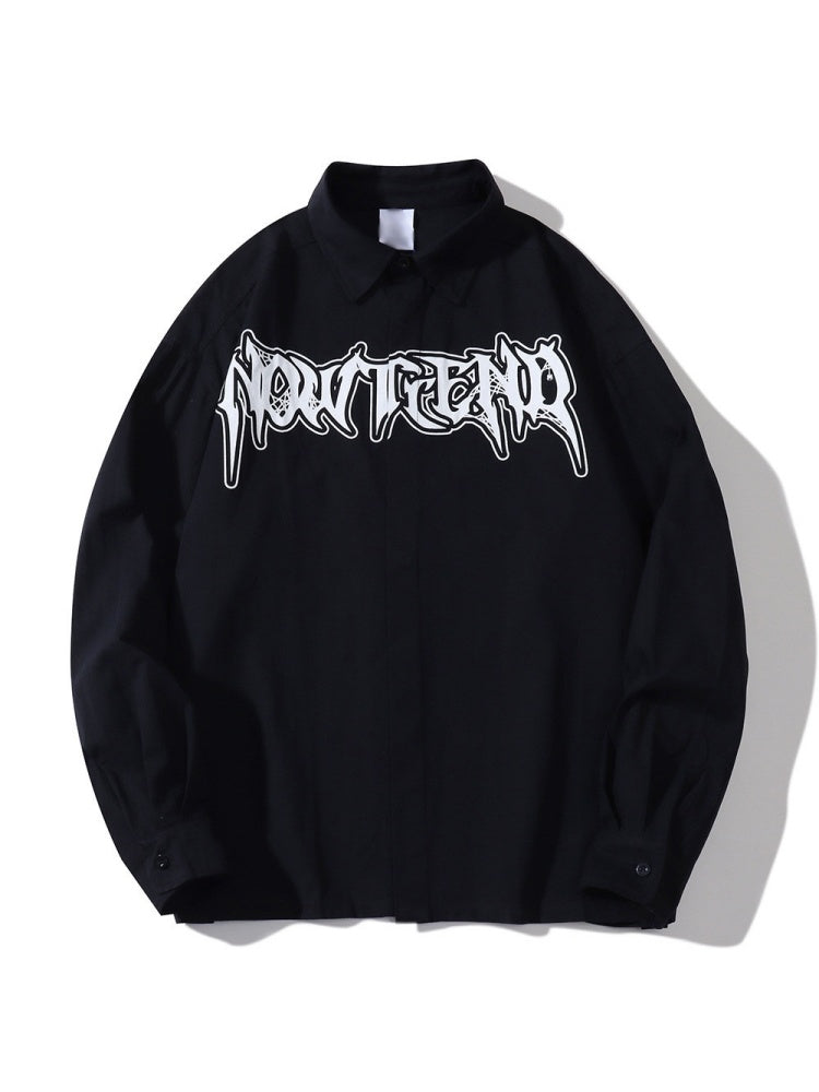 Foam Letter Printing Loose Long-sleeved Shirt