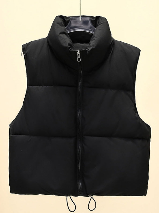Sleeveless Zipper Stand Collar Vest Jacket Down Vest