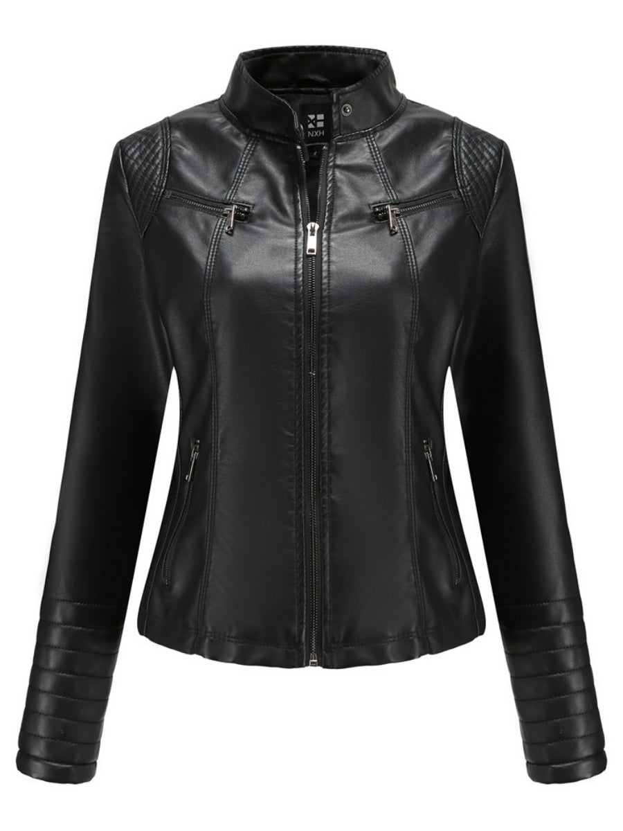 Street Cool Thin Three-dimensional Decoration Leather Jacket