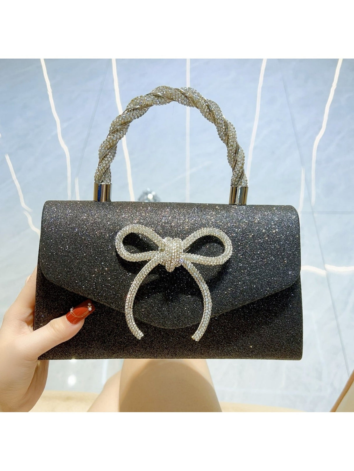 Liber Four Seasons ACC Sequin Bow Small Square Bag