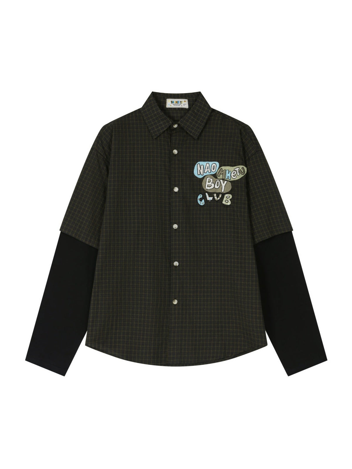Liber Autumn Neutral wear Fake two pieces Plaid Shirts