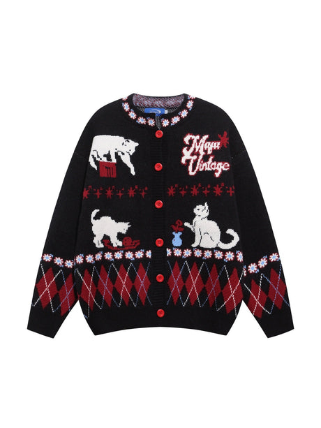 Christmas Taste Cartoon Puppy Cardigan Sweater