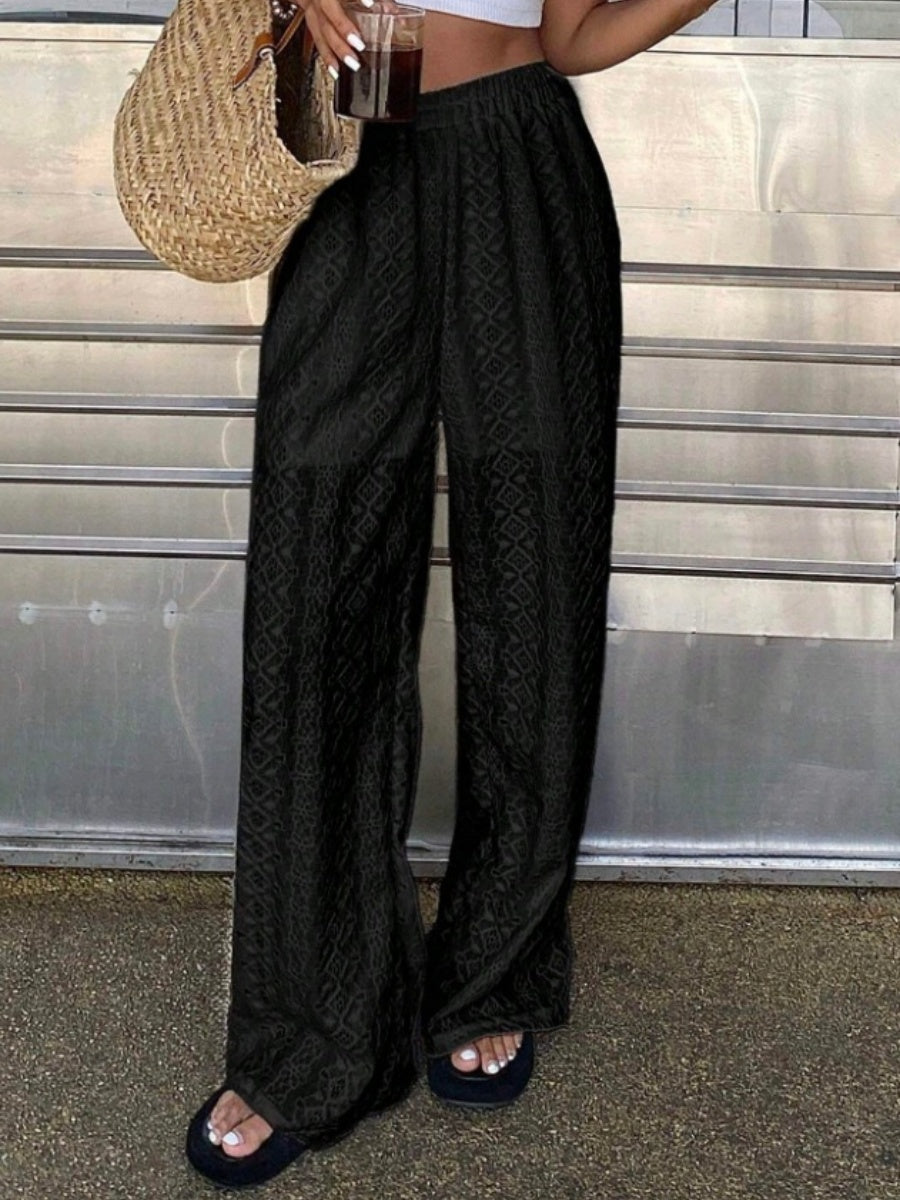 Lace High waist Straight Pants