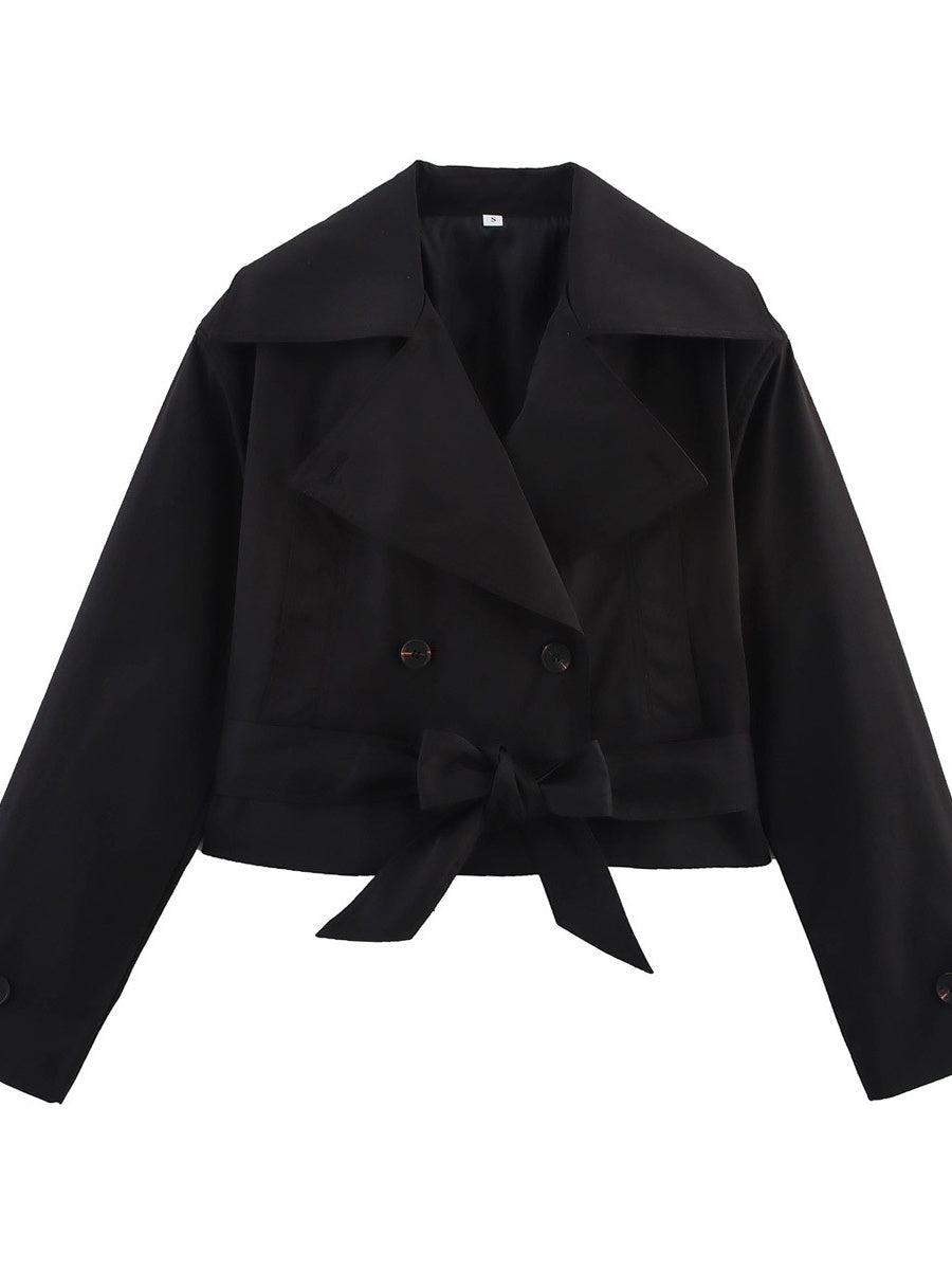 Lace up Buttons Short Trench Coats