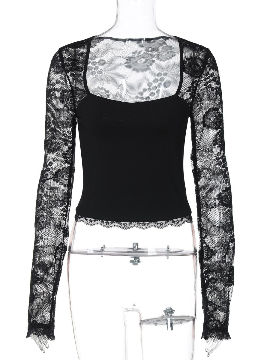 Liber Summer Women's Hollow Flowers T-shirts