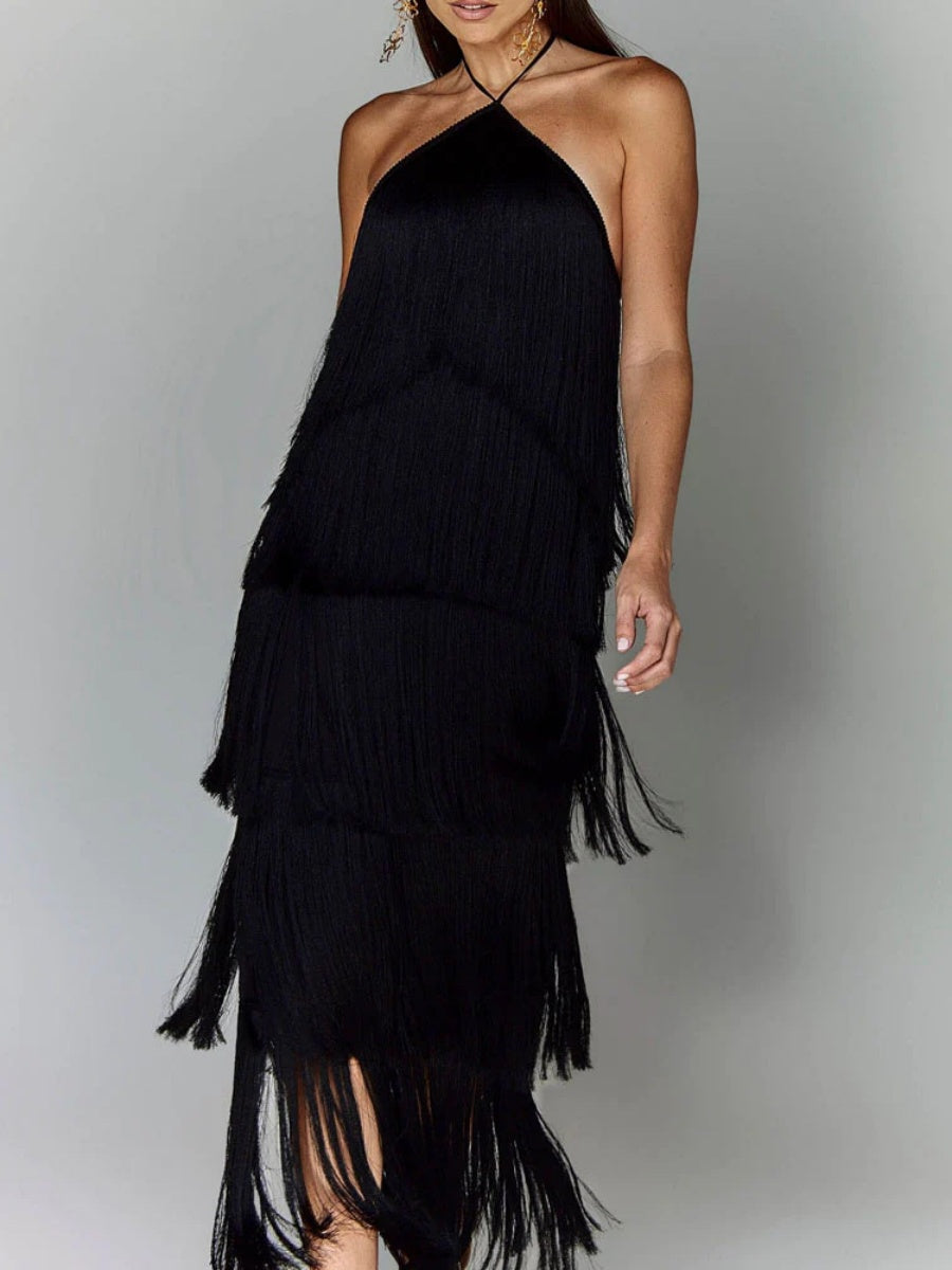 Tassel Backless Maxi Dresses