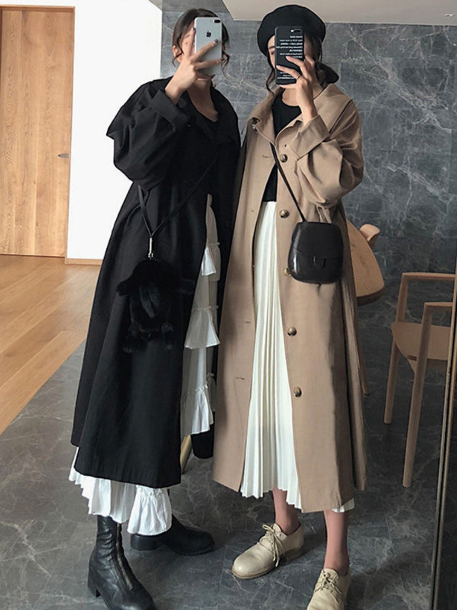 Buttons Loose Mid-length Trench Coats