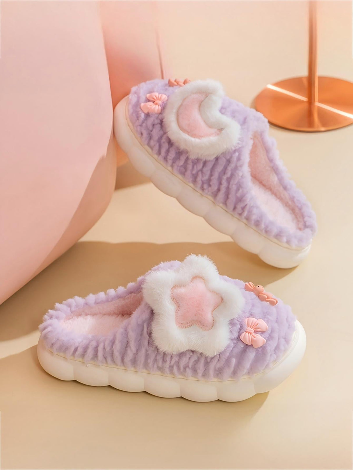 Colorblock Floral Slippers