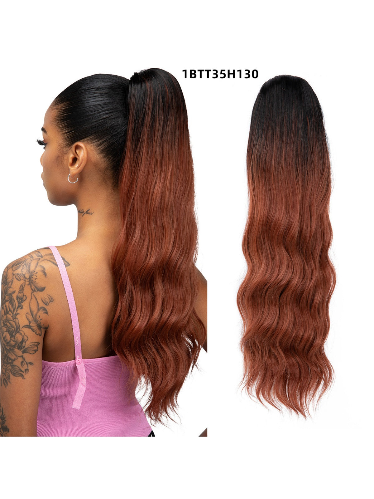 Pull-cord Hair Tie Water Ripple High-temperature Silk Ponytail Wig