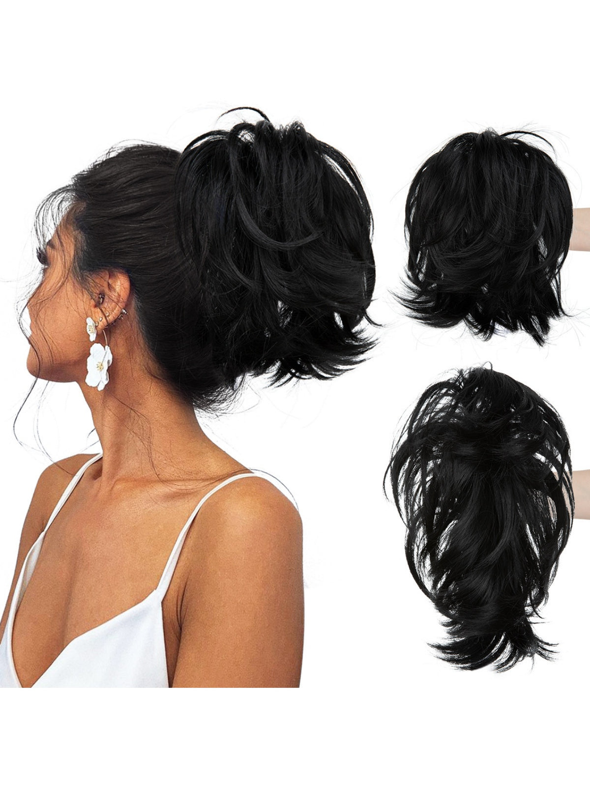Short, Curled Ponytail Wig With Clip