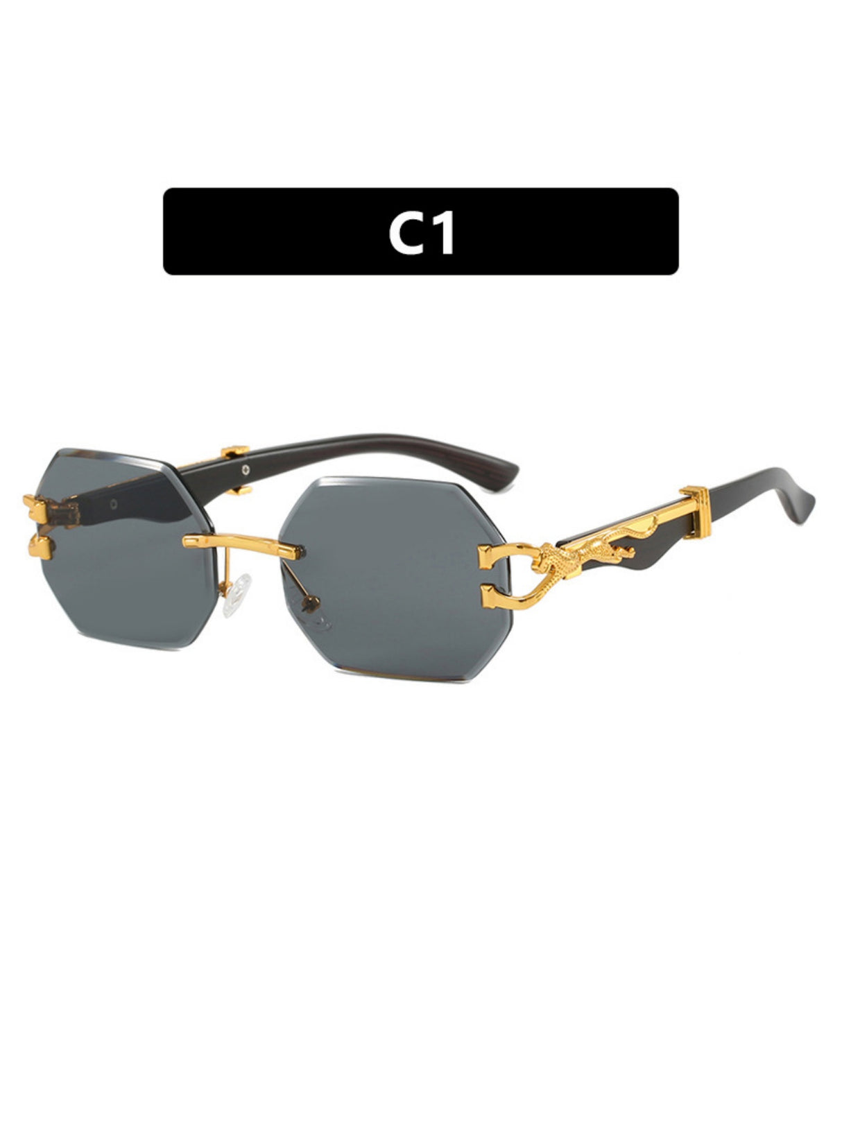 Metal Frameless Polygonal Sunglasses