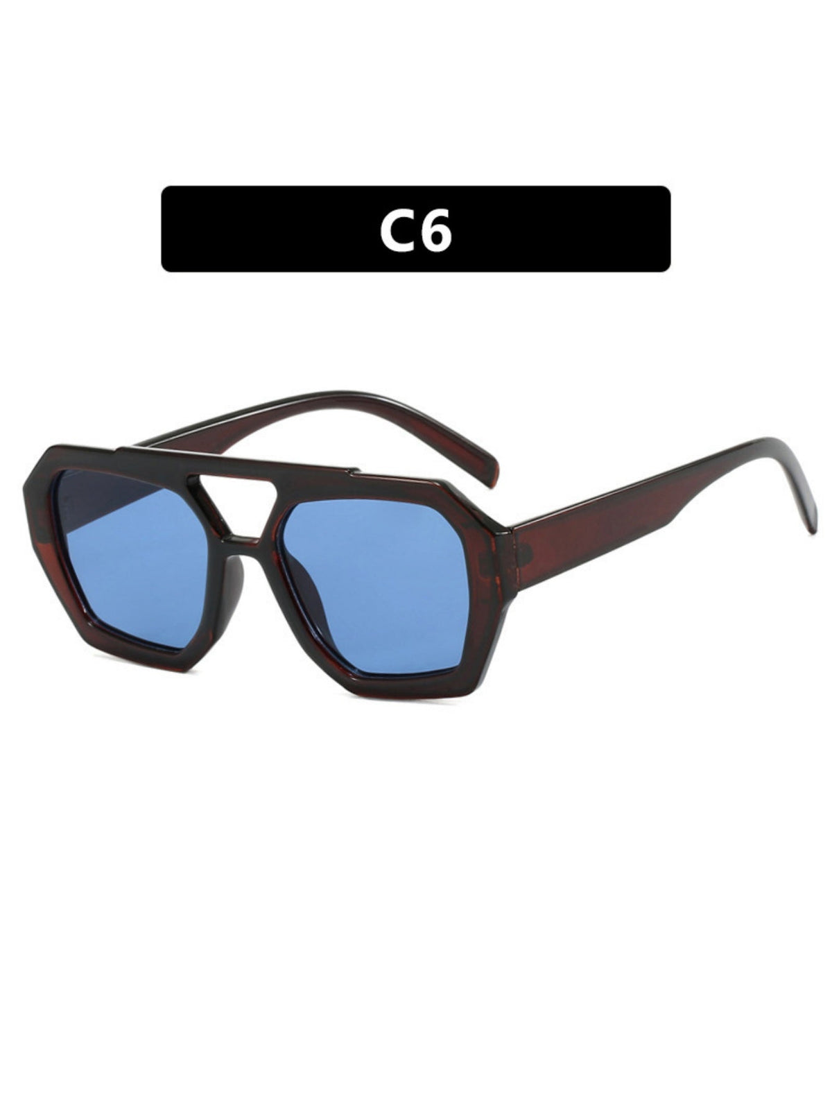 Sonnenbrille mit Doppelsteg und unregelmäßigem Leopardenmuster