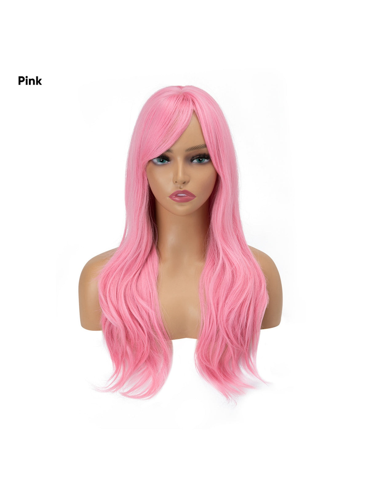 Long, Curly Hair With Side-swept Bangs, Full Head Of Synthetic High-temperature Silk Wig