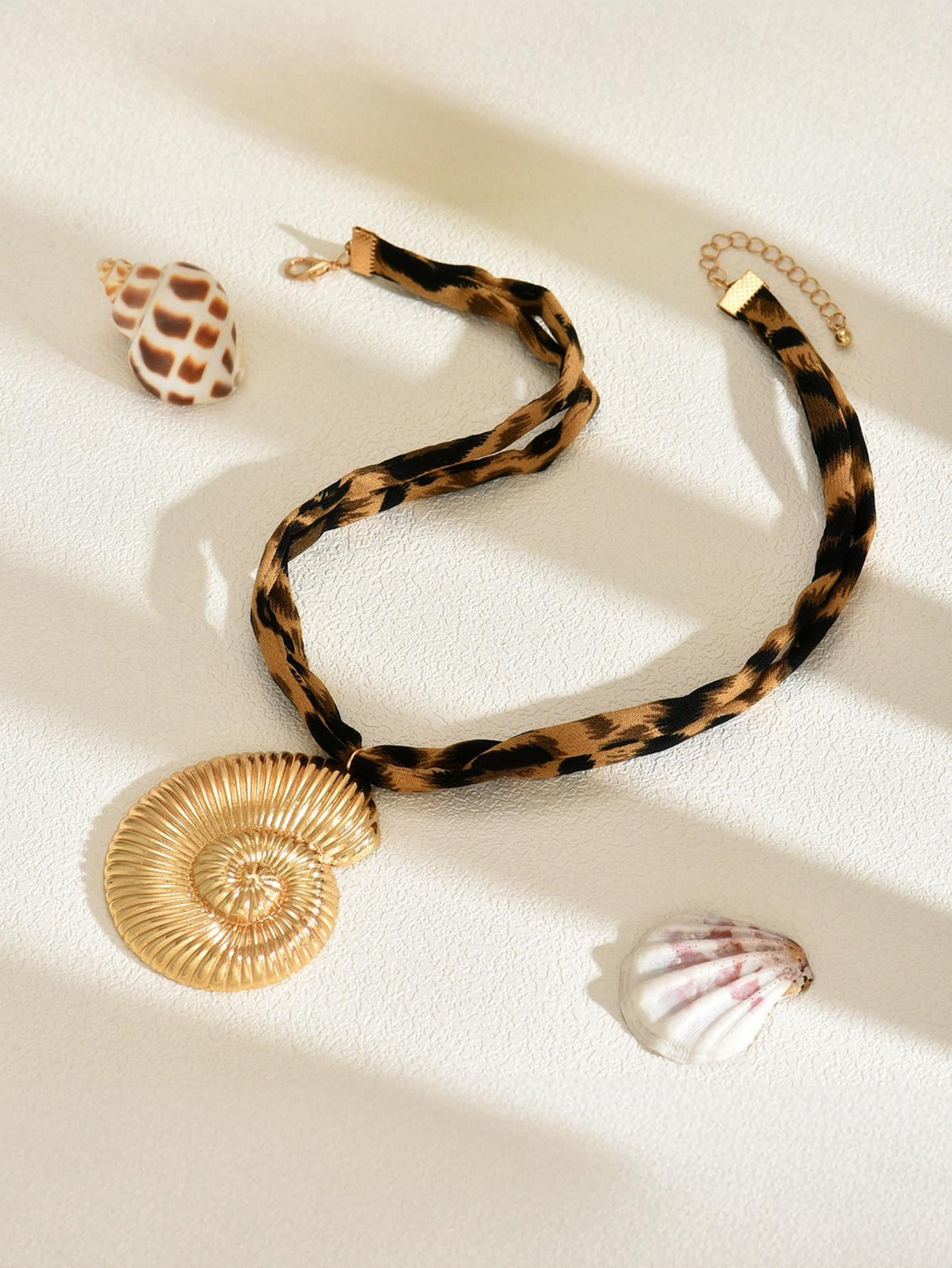 Leopard Print Seashell Starfish Necklace