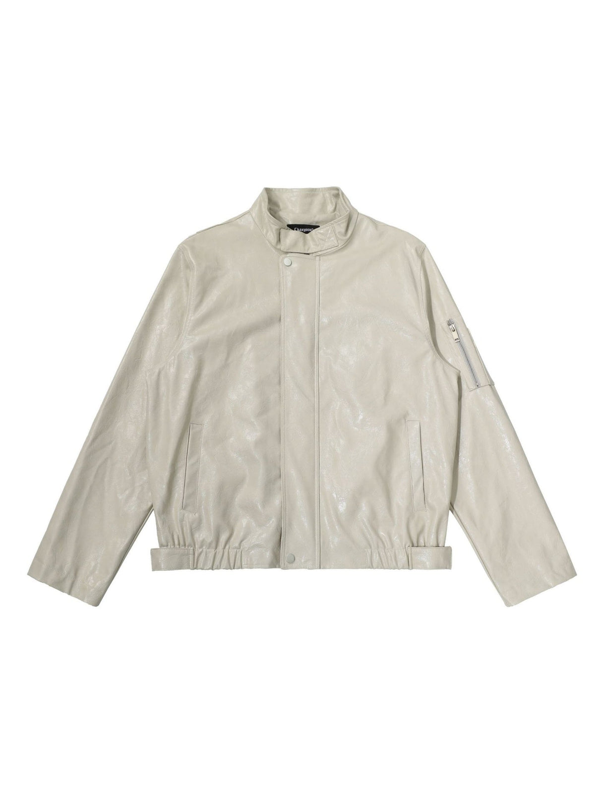 Retro Old Money Style Brown Cleanfit Silhouette Stand Collar Leather Jacket