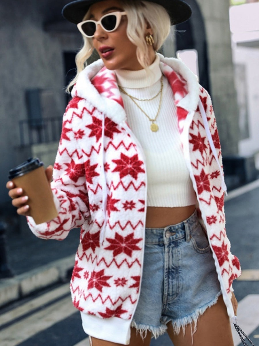 Christmas Cardigan Pocket Hooded Jacket