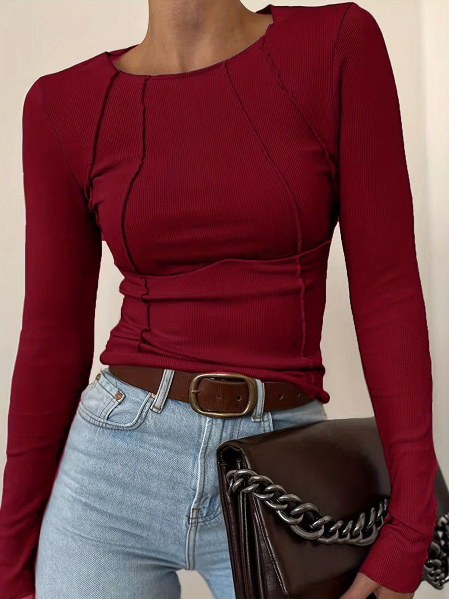Navel Solid Color Long sleeve Blouse