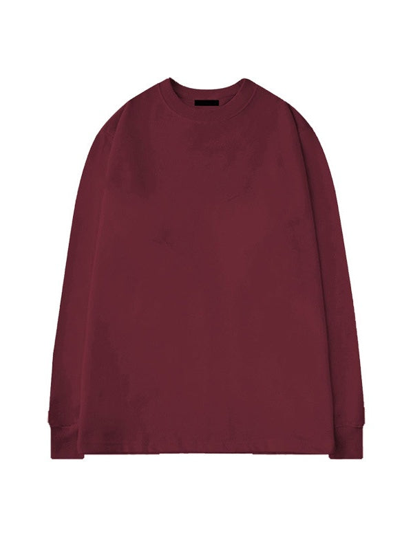 Crew Neck Inner Wear Loose Solid Color Long-sleeved T-shirt