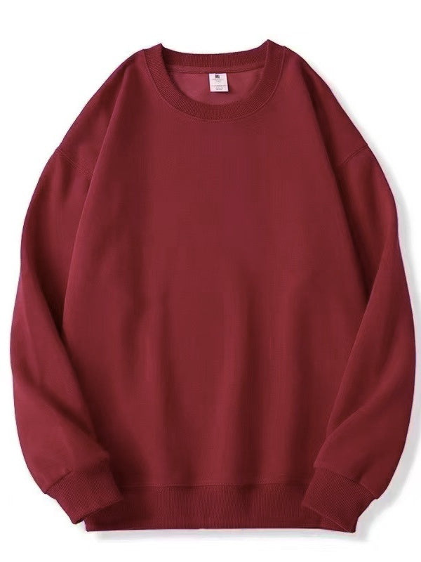 All-match Crew Neck Loose Solid Color Hood Sweatshirts&Hoodies