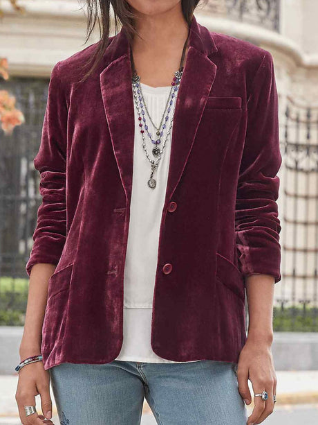 Velvet Slit Long Sleeve Leisure Blazers