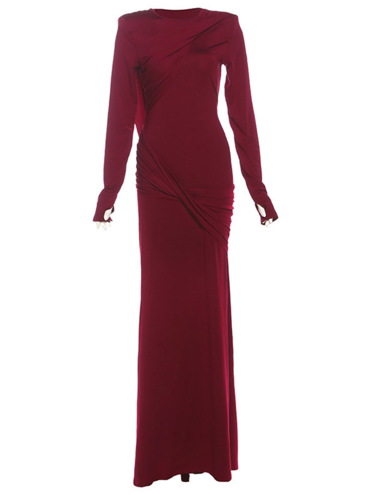 Backless Long-sleeved Solid Color Temperament Sexy Slim Long Dress Women's Clothing