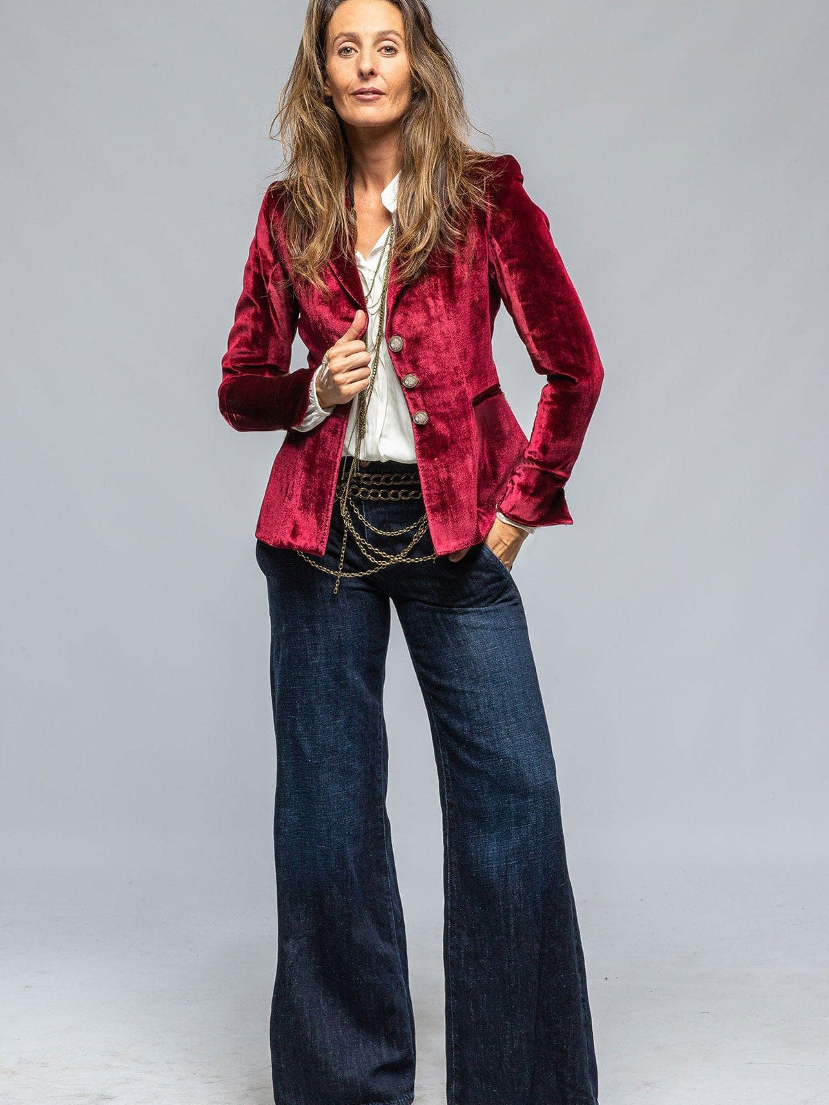 Velvet Long Sleeve Pocket Blazers