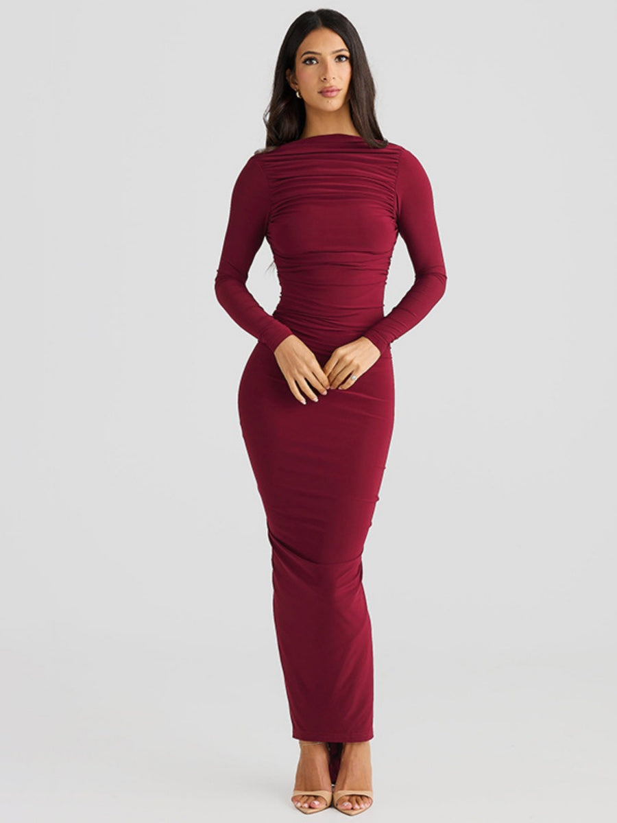 Liber Autumn Women's Backless Pleated Maxi Dresses