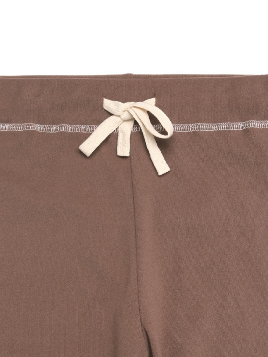 Short Cardigan Coffee brown zipper trousers Knitted two-piece suit