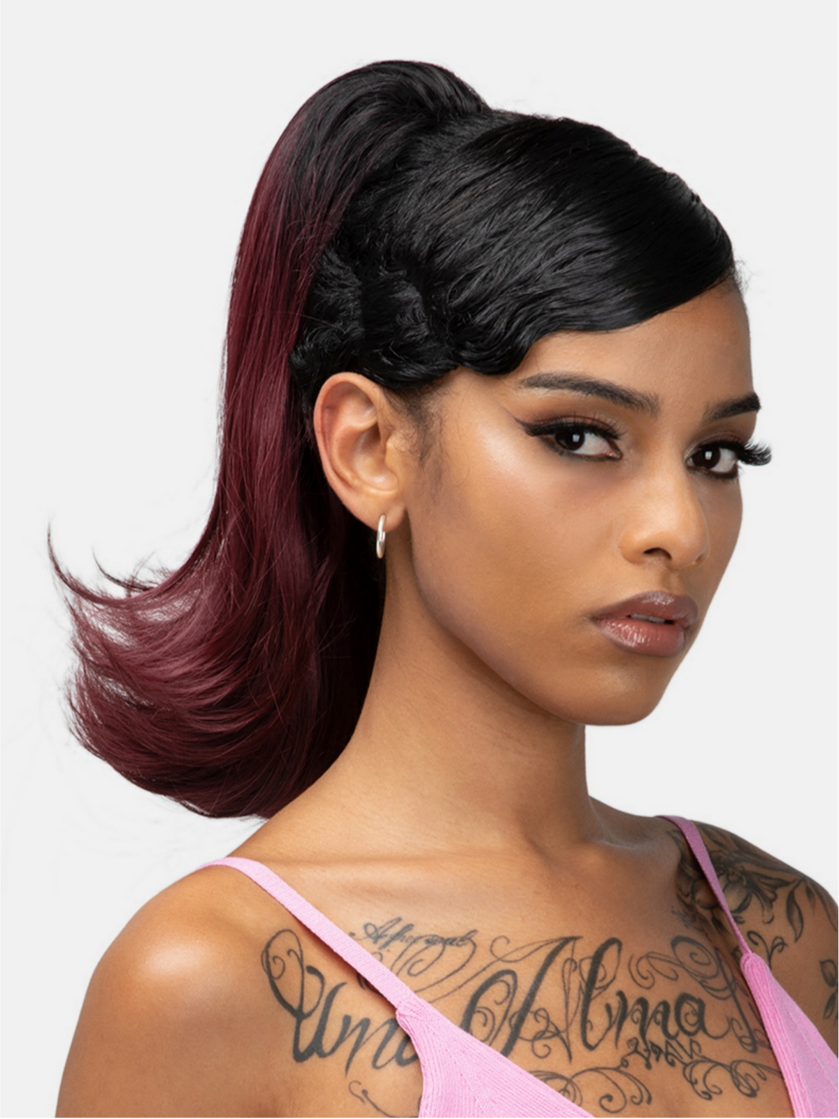 Slightly Curled Short Hair With Drawstring Ponytail, Made Of Synthetic High-temperature Silk Wig