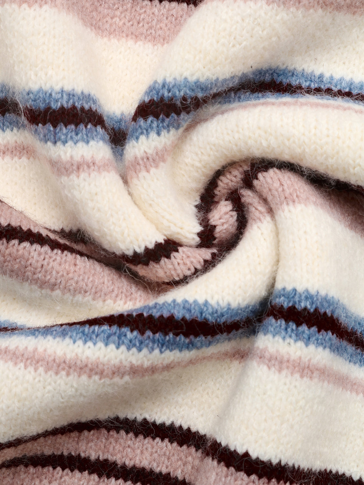 Striped Polo Neck Knit Sweater