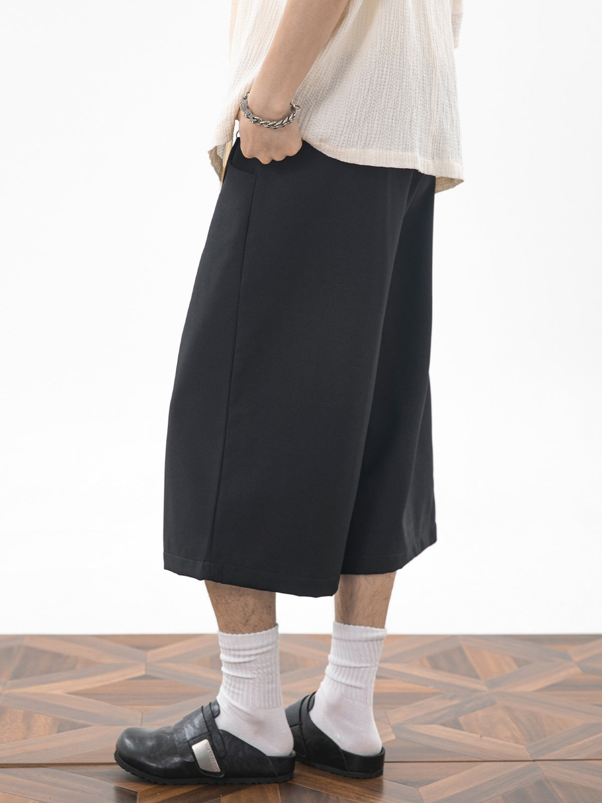 Imitation Linen Loose-fit 7 Points Dress Pants Shorts