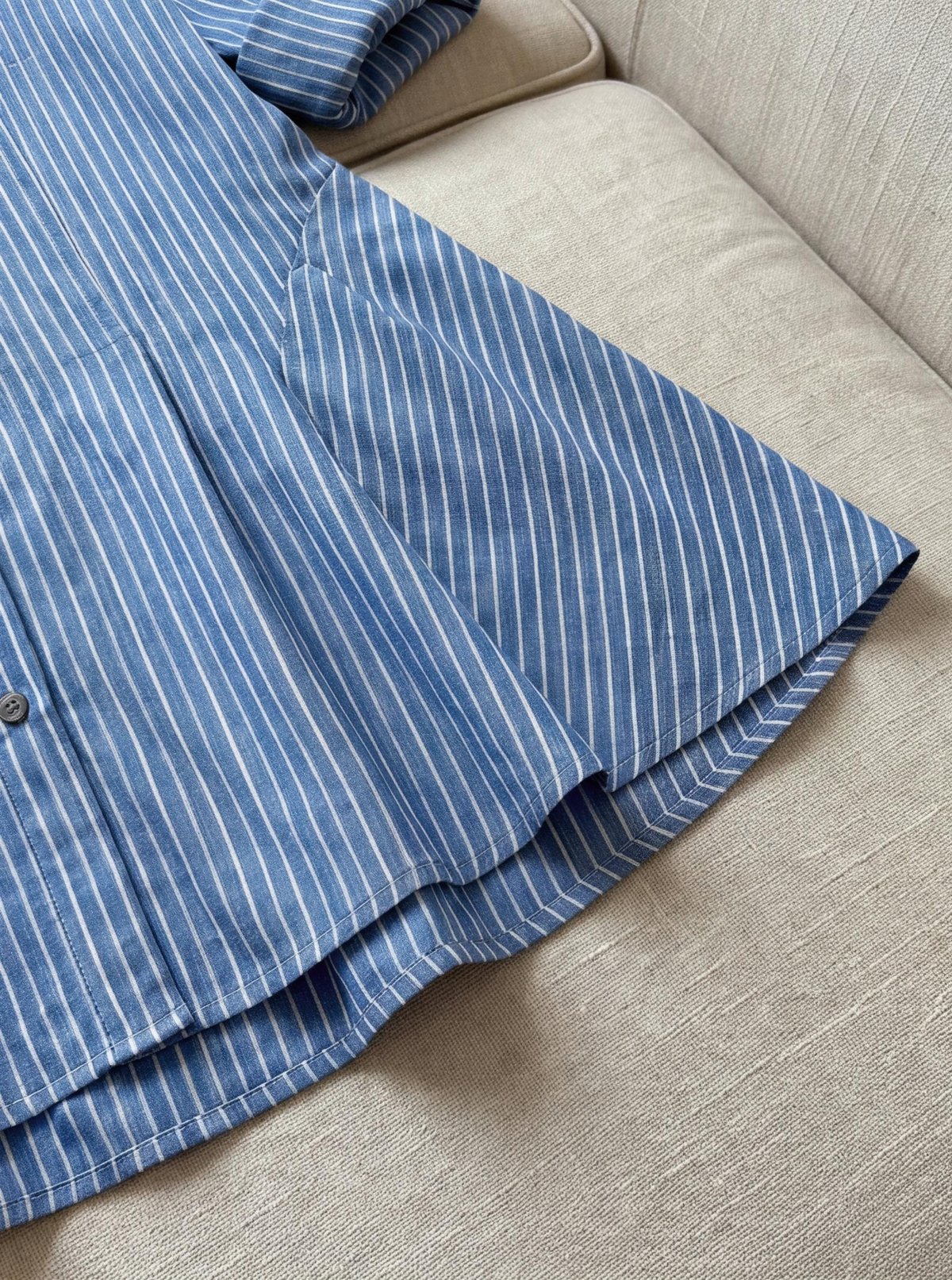 Korean Style Simple And Gentle Navy Striped Two-piece Set