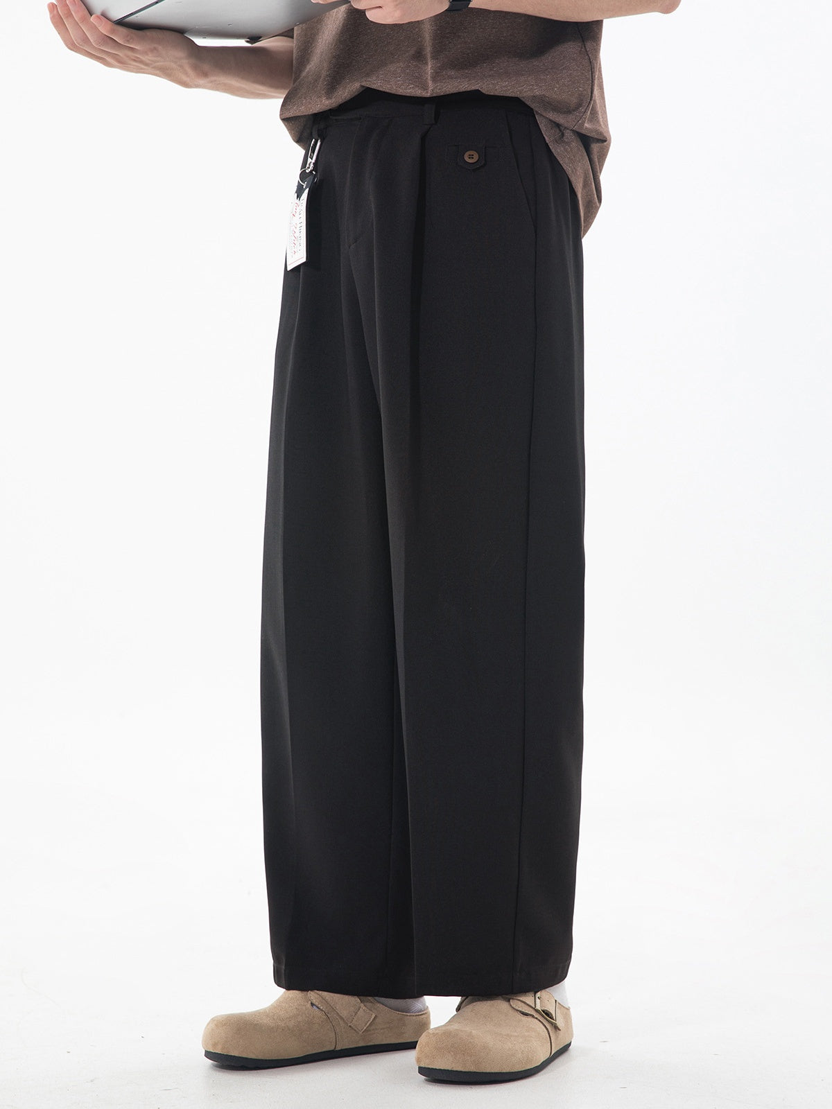 Gathering Old Money Style Nine Points Dress Pants Pants