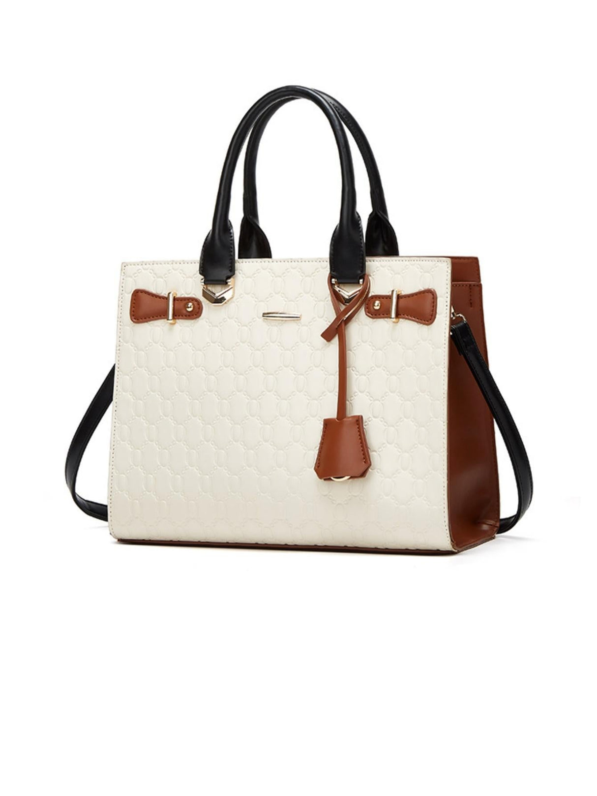 Color-blocked Embossed Tote Bag Set (4 Pieces)
