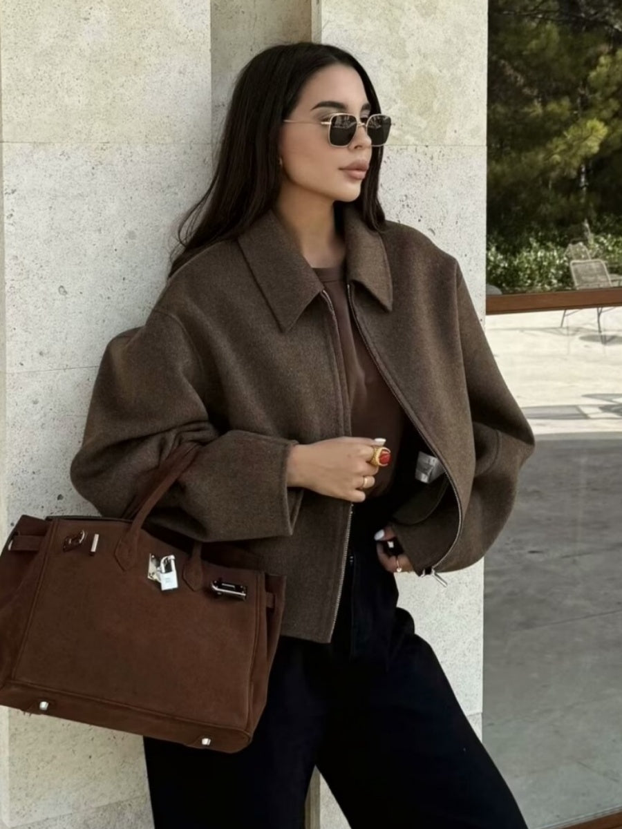 Brown Pocket Long sleeve Jackets