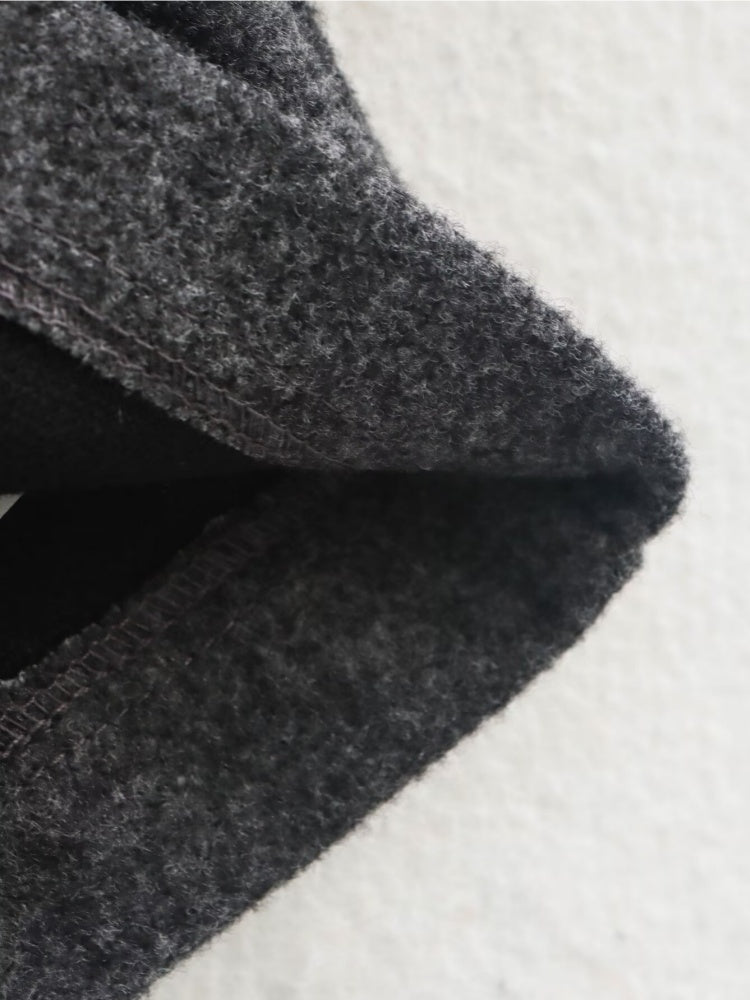 Lapel Zipper Solid Color Simple Oversized Woolen Jacket